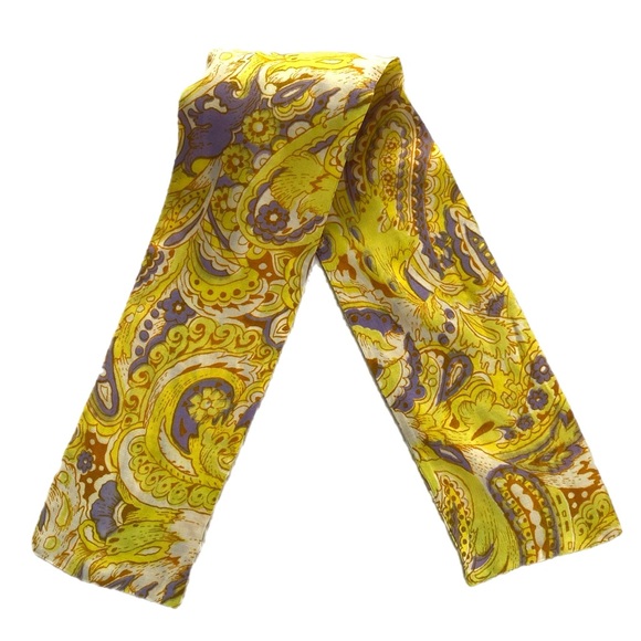 Preppy Twilly Style Scarf in shades of Gold, Yellow and Lilac - Picture 2 of 8